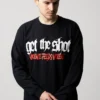 NOXX свитшот с принтом Get The Shot - Violence Feeds Violence, Черный