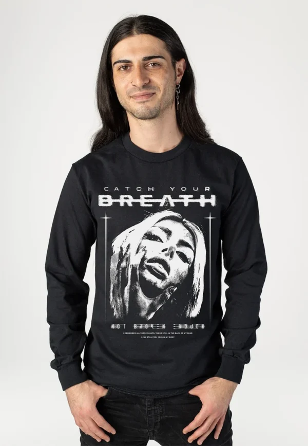 NOXX свитшот с принтом Catch Your Breath - Not Broken Enough Artwork, Черный NOXX свитшот с принтом Catch Your Breath - Not Broken Enough Artwork, Черный