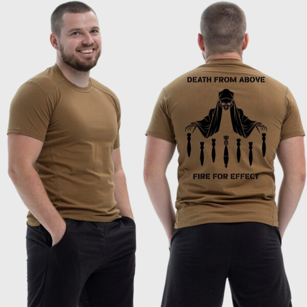 Мужская тактическая футболка Noxx в стиле милитари Death from above Смерть сбрасывает мины, Койот