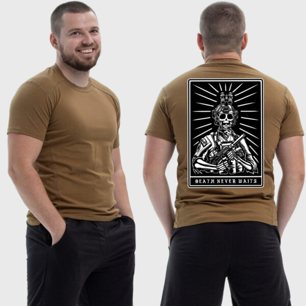 Мужская тактическая футболка Noxx в стиле милитари Sunset Goons death never waits карта скелет, Койот