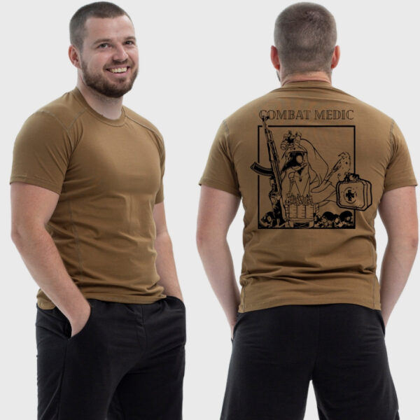 Мужская тактическая футболка Noxx в стиле милитари Combat medic военный медик-аптечка маска чумы, Койот Мужская тактическая футболка Noxx в стиле милитари Combat medic военный медик-аптечка маска чумы, Койот