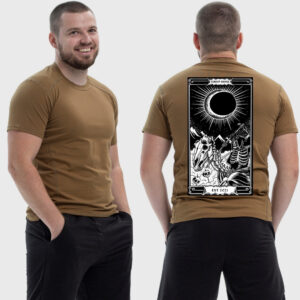 Мужская тактическая футболка Noxx в стиле милитари Sunset Goons Карта Таро смерть на коне, Койот Мужская тактическая футболка Noxx в стиле милитари Sunset Goons Карта Таро смерть на коне, Койот