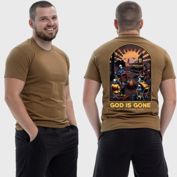 Мужская тактическая футболка Noxx в стиле милитари Sunset Goons Бог пошел скелеты у костра, Койот Мужская тактическая футболка Noxx в стиле милитари Sunset Goons Бог пошел скелеты у костра, Койот