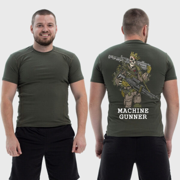 Мужская тактическая футболка Noxx в стиле милитари Machine gunner минометчик скелет с минометом, Хаки Мужская тактическая футболка Noxx в стиле милитари Machine gunner минометчик скелет с минометом, Хаки