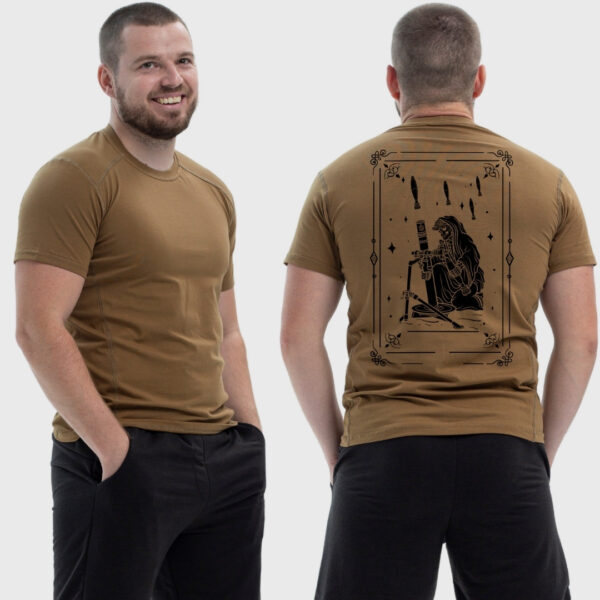 Мужская тактическая футболка Noxx в стиле милитари Machine gunner минометчик скелет с минометом, Койот Мужская тактическая футболка Noxx в стиле милитари Machine gunner минометчик скелет с минометом, Койот
