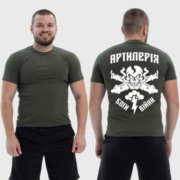 Мужская тактическая футболка Noxx в стиле милитари Артиллерия боги войны череп, Хаки
