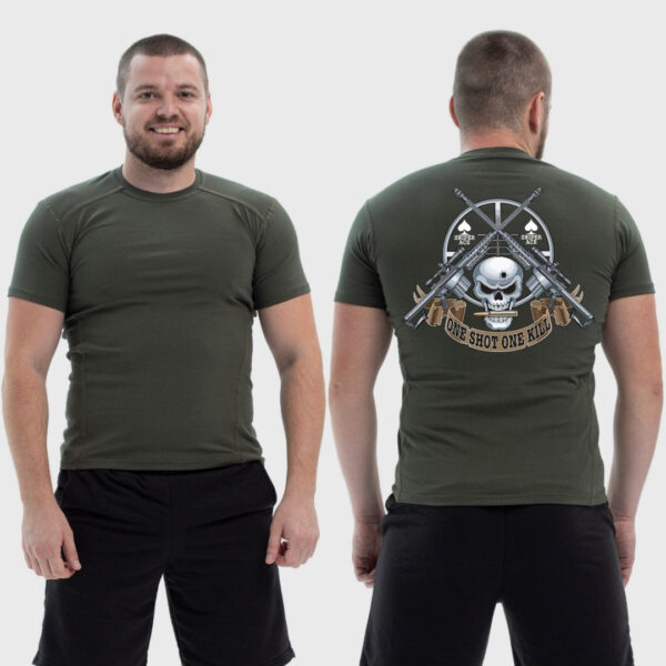 Мужская тактическая футболка Noxx в стиле милитари Sunset Goons one shot one kill череп снайперские винтовки, Хаки Мужская тактическая футболка Noxx в стиле милитари Sunset Goons one shot one kill череп снайперские винтовки, Хаки