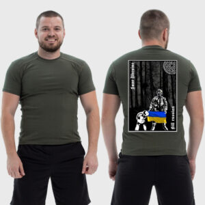 Мужская тактическая футболка Noxx в стиле милитари Save Ukraine kill **sian военный флаг Украины, Хаки