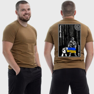 Мужская тактическая футболка Noxx в стиле милитари Save Ukraine kill **sian военный флаг Украины, Койот