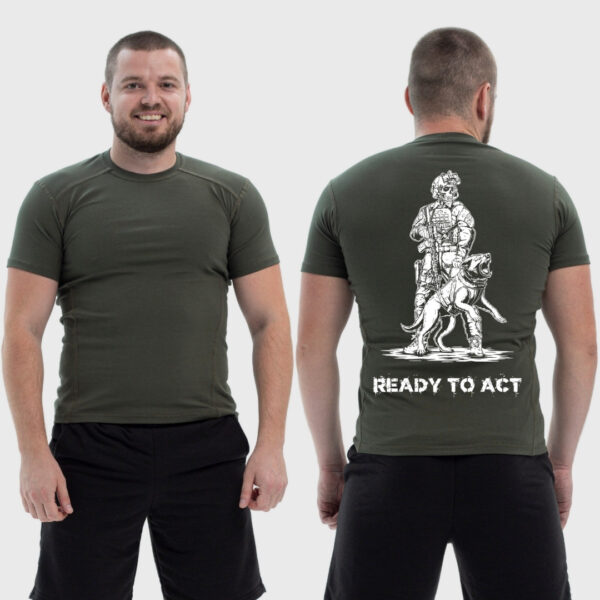Мужская тактическая футболка Noxx в стиле милитари Ready to act военный скелет и собака пес, Хаки Мужская тактическая футболка Noxx в стиле милитари Ready to act военный скелет и собака пес, Хаки