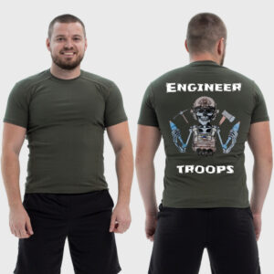 Мужская тактическая футболка Noxx в стиле милитари Engineer troops скелет с минами-трезубец флаг Украины, Хаки Мужская тактическая футболка Noxx в стиле милитари Engineer troops скелет с минами-трезубец флаг Украины, Хаки