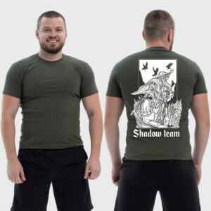 Мужская тактическая футболка Noxx в стиле милитари Shadow team скелет смерть на кладбище, Хаки