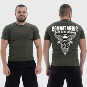 Мужская тактическая футболка Noxx в стиле милитари Combat medic череп герб медицины, Хаки Мужская тактическая футболка Noxx в стиле милитари Combat medic череп герб медицины, Хаки