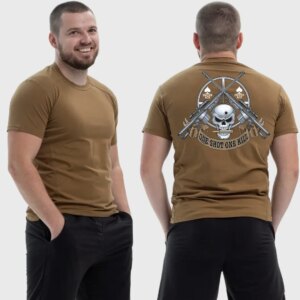 Мужская тактическая футболка Noxx в стиле милитари Sunset Goons one shot one kill череп снайперские винтовки, Койот