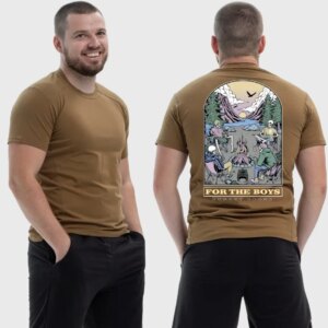 Мужская тактическая футболка Noxx в стиле милитари Sunset Goons for the boys для парней скелеты у костра, Койот